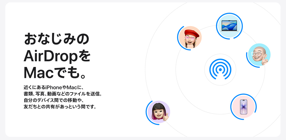 おなじみのAirDropをMacでも。