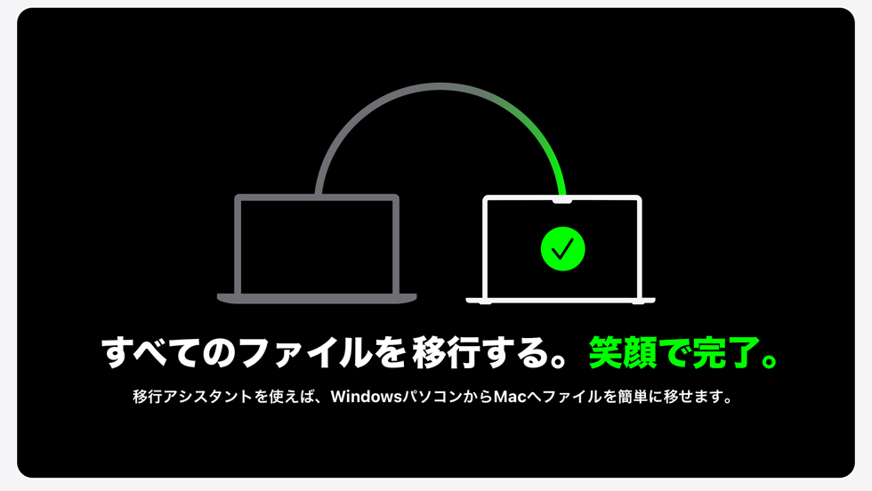 すべてのファイルを移行する。笑顔で完了。